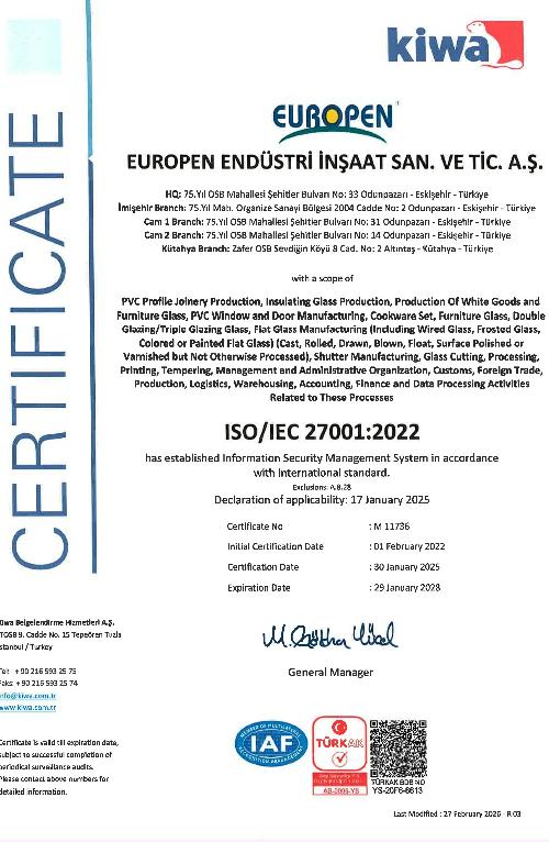 Europen Endüstri ISO 27001-2022 TR-EN-2